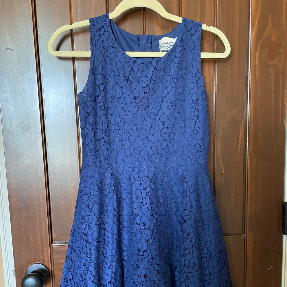 Girls Size XS Navy Blue Lace Dress